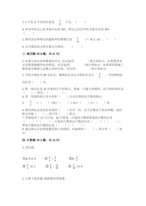 小学六年级数学上册期末卷含答案（研优卷）.docx