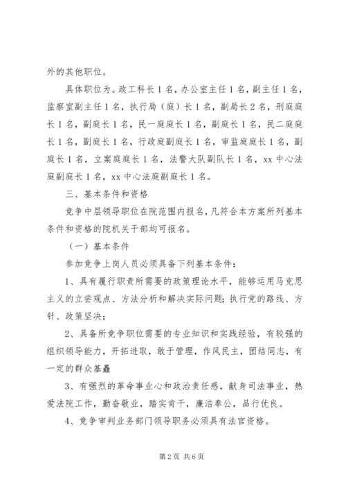 人民法院中层领导职位竞争上岗实施方案_1.docx