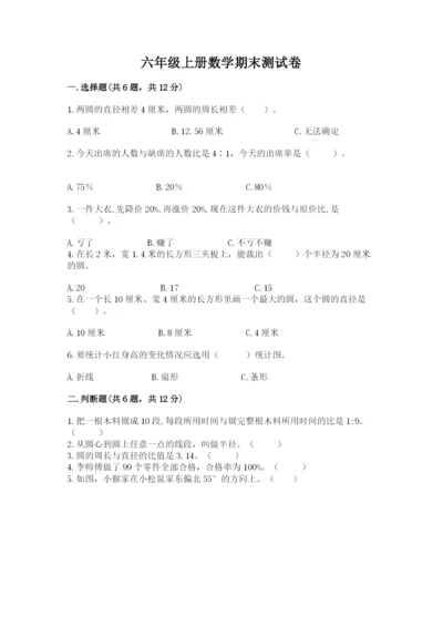 六年级上册数学期末测试卷及参考答案【考试直接用】.docx