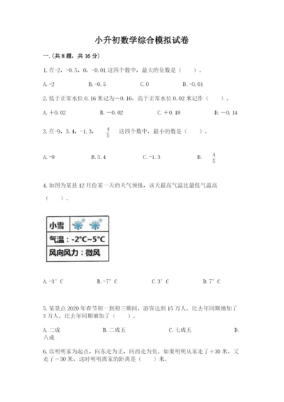 小升初数学综合模拟试卷及参考答案【研优卷】.docx