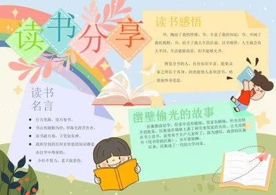 儿童快乐读书分享手抄报word模板