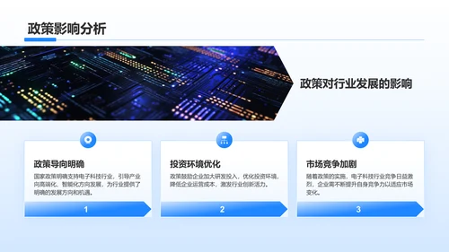 蓝色科技风电子科技行业总结汇报PPT模板