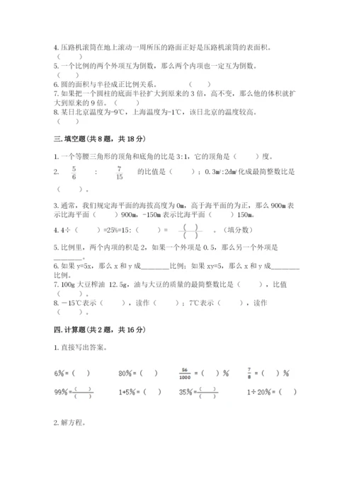 人教版六年级下册数学期末测试卷含答案（预热题）.docx