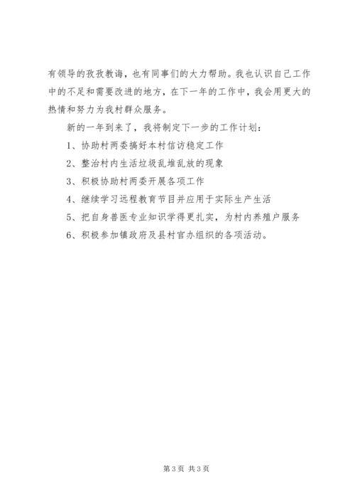 村主任助理工作总结及工作计划.docx