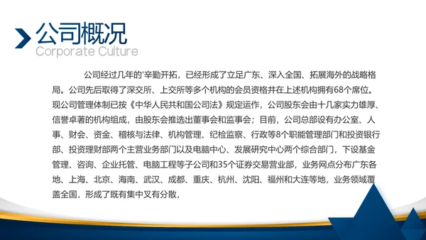 蓝色公司简介企业宣传工作总结PPT
