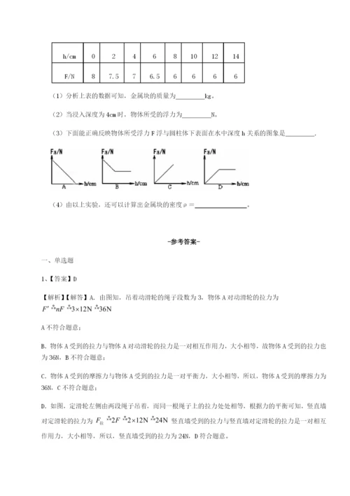 专题对点练习重庆市江津田家炳中学物理八年级下册期末考试定向攻克试题（含答案解析版）.docx