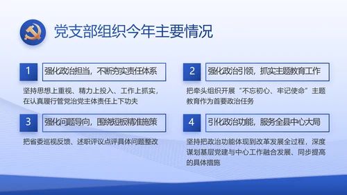 蓝色大气基层党建述职报告动态PPT