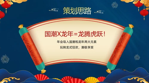 蓝色大气国潮中国风企业2024年企业国潮风年会策划PPT