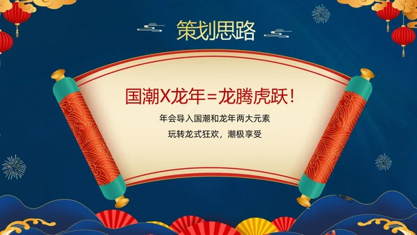 蓝色大气国潮中国风企业2024年企业国潮风年会策划PPT