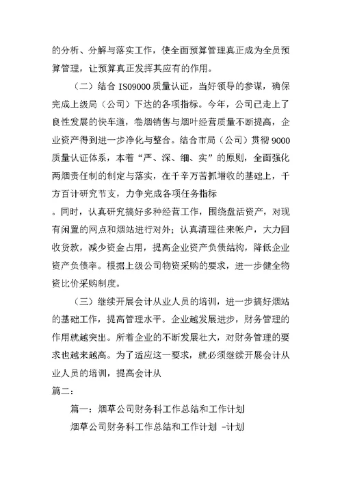 烟草财务工作总结