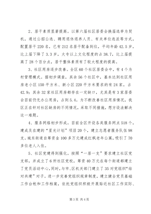 加强城市社区工作促进主XX县区经济社会可持续发展 (3).docx