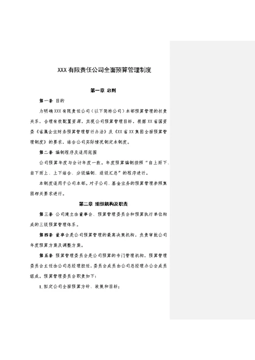 公司全面预算管理制度