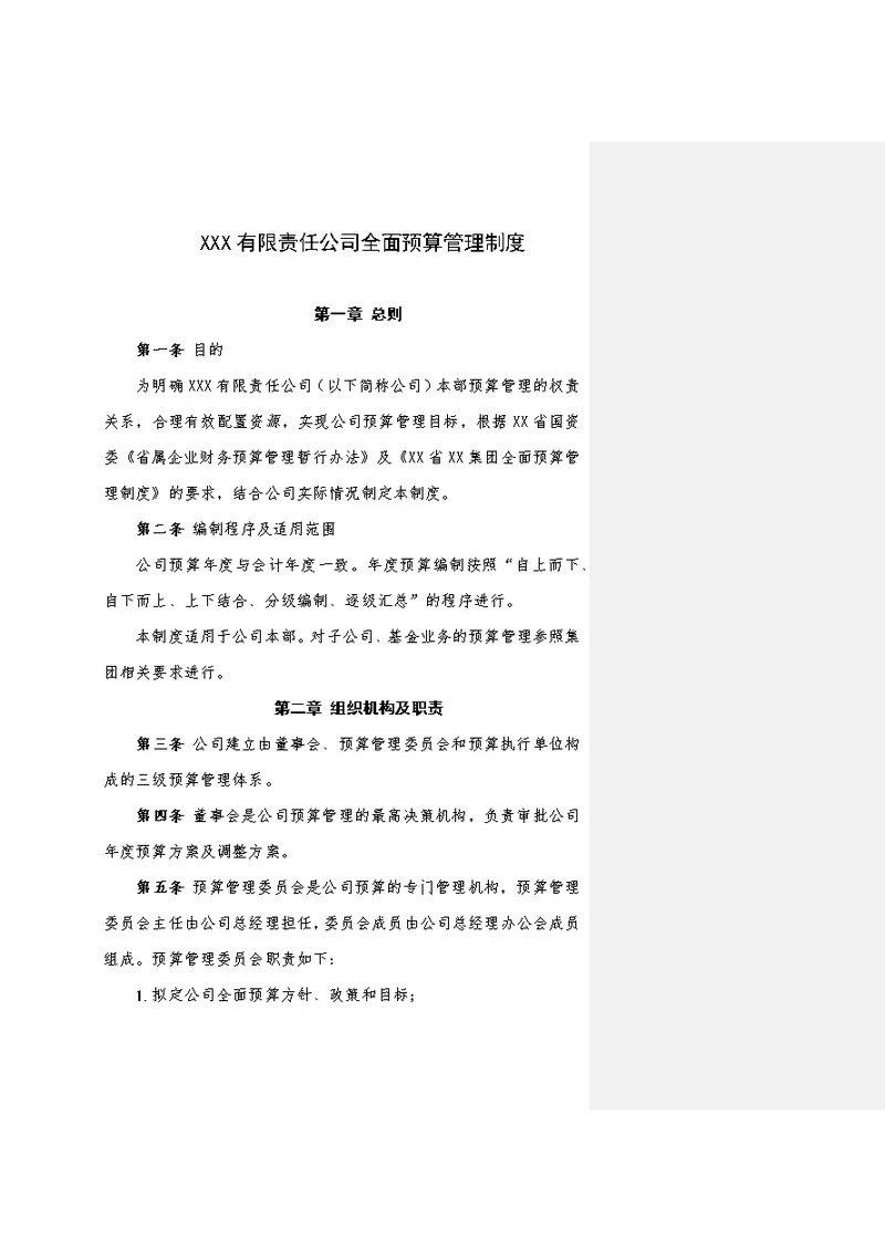 公司全面预算管理制度