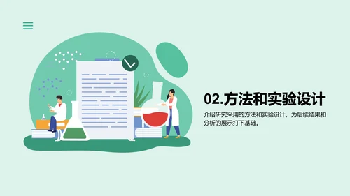 绿色卡通插画学术科研报告PPT模板
