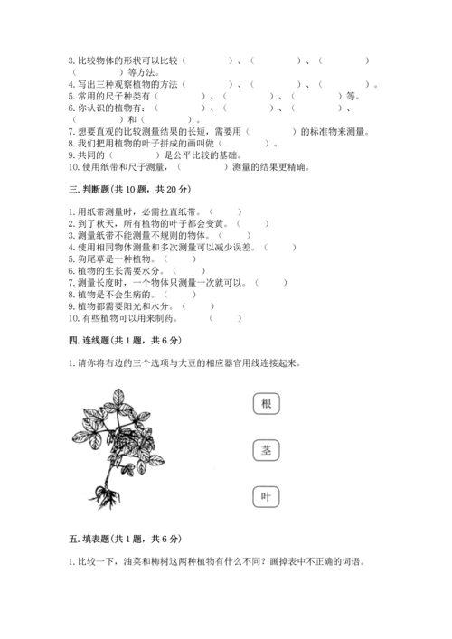 教科版一年级上册科学期末测试卷含完整答案（夺冠系列）.docx