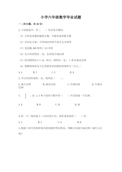 小学六年级数学毕业试题（考点精练）.docx