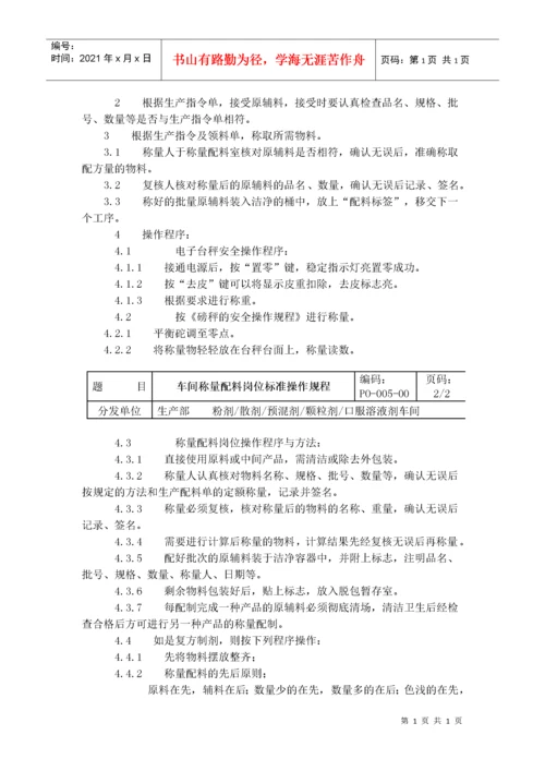 GMP车间岗位标准操作规程（DOC54页）.docx