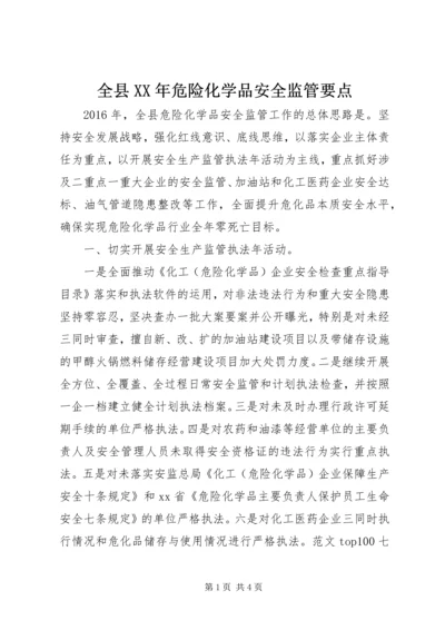 全县XX年危险化学品安全监管要点.docx