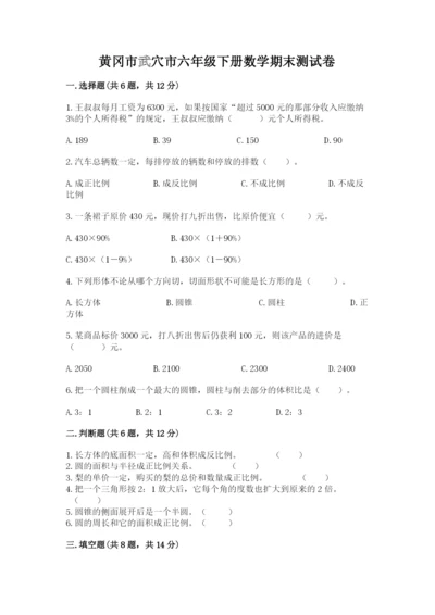 黄冈市武穴市六年级下册数学期末测试卷及完整答案一套.docx