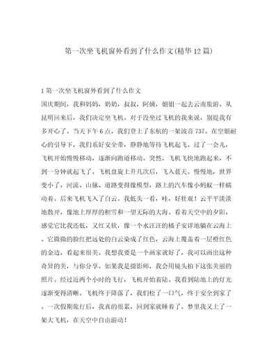 第一次坐飞机窗外看到了什么作文(精华12篇)