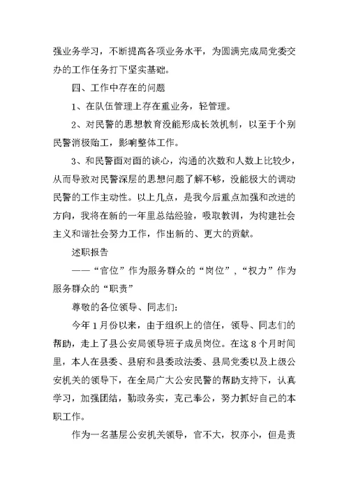公安局副局长述职报告材料