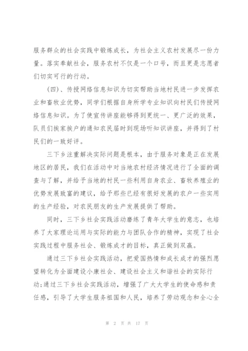 2022年大学生三下乡实践活动实习报告范文.docx