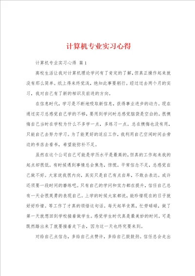 计算机专业实习心得