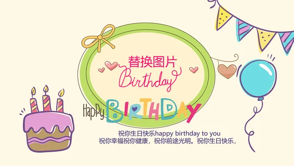橙色生日快乐电子相册动态PPT模板