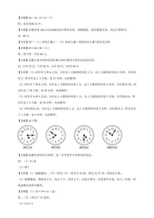 寒假综合自检卷（含答案）数学二年级上册人教版