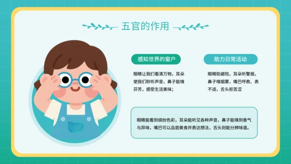 蓝色插画风幼儿园教学课件五官保护小课堂PPT
