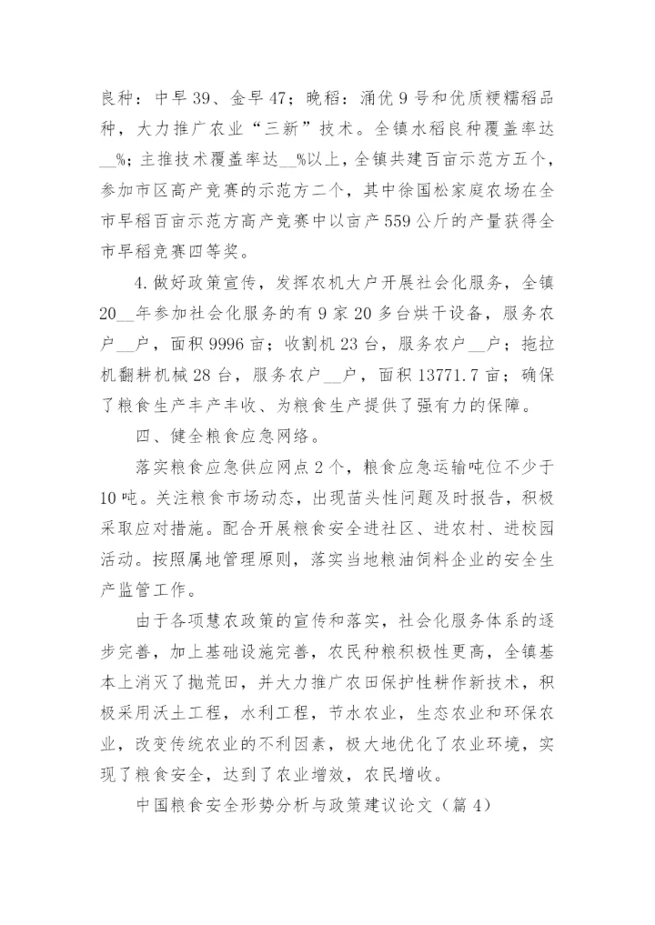 中国粮食安全形势分析与政策建议论文（精选10篇）.docx
