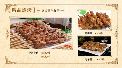 伊斯兰清真寺回民餐厅羊肉串美食通用PPT模板