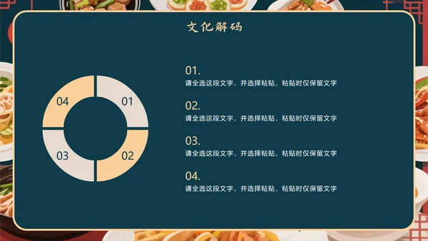 中国风手绘插画风美食旅行攻略PPT模板