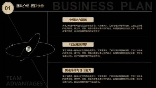 黑金商务风创业计划书PPT模板