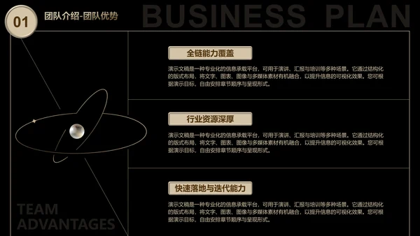 黑金商务风创业计划书PPT模板