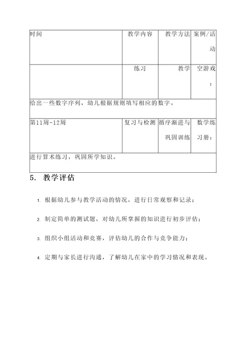 幼儿园算术教学方案