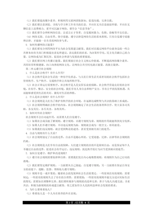 人教版道法八年级上册知识点整理.docx