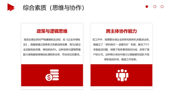 红色商务风会计专业大学生求职综合能力展示职业生涯规划通用PPT模版