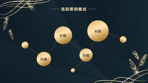 深蓝金奢华金叶子PPT模板