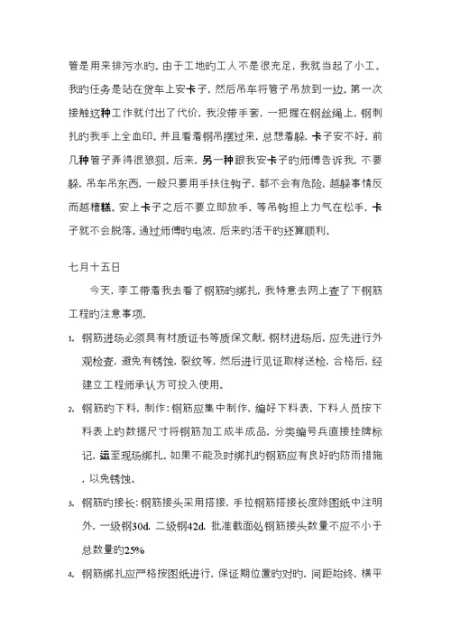 土木工程专业实习日记
