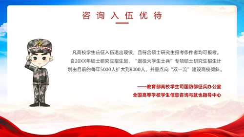 红色简约风春季征兵宣传PPT模板