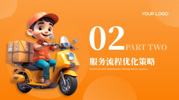 橙色3D立体卡通物流辅助行业营销策划方案PPT模板