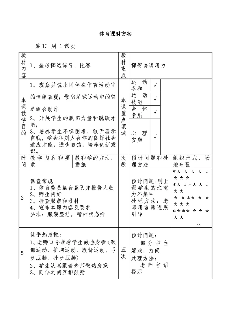 体育课时计划[13]