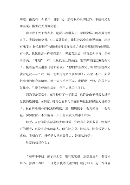 母爱的初三作文 2