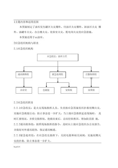 油库火灾爆炸事故应急预案