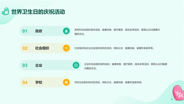 绿色插画世界卫生日科普介绍PPT