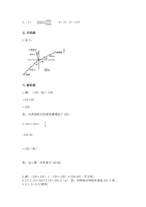 小学数学六年级上册期末试卷及参考答案【完整版】.docx