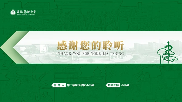 绿金配色安徽医科大学通用PPT模板