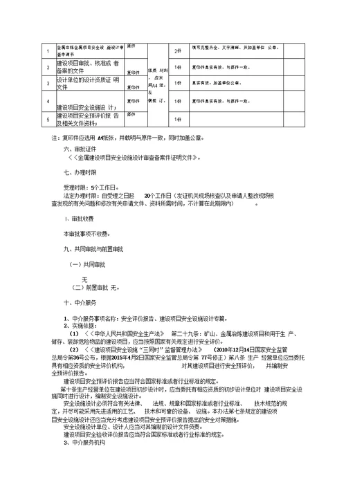 金属冶炼建设项目安全设施设计安全审查办事指南完整版