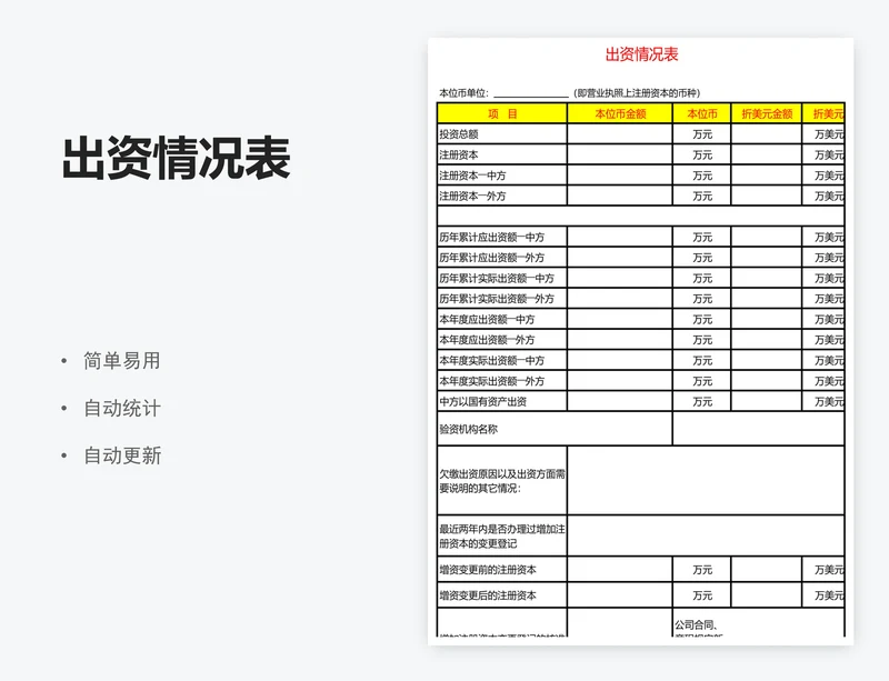 出资情况表